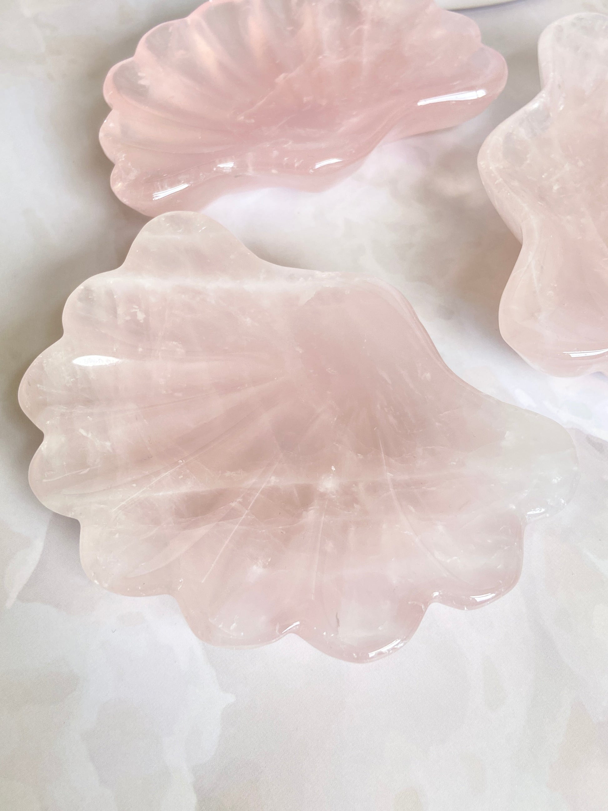 Rose Quartz Shell Shape Bowl | Stone Of Love & Self Love Crystal Stones