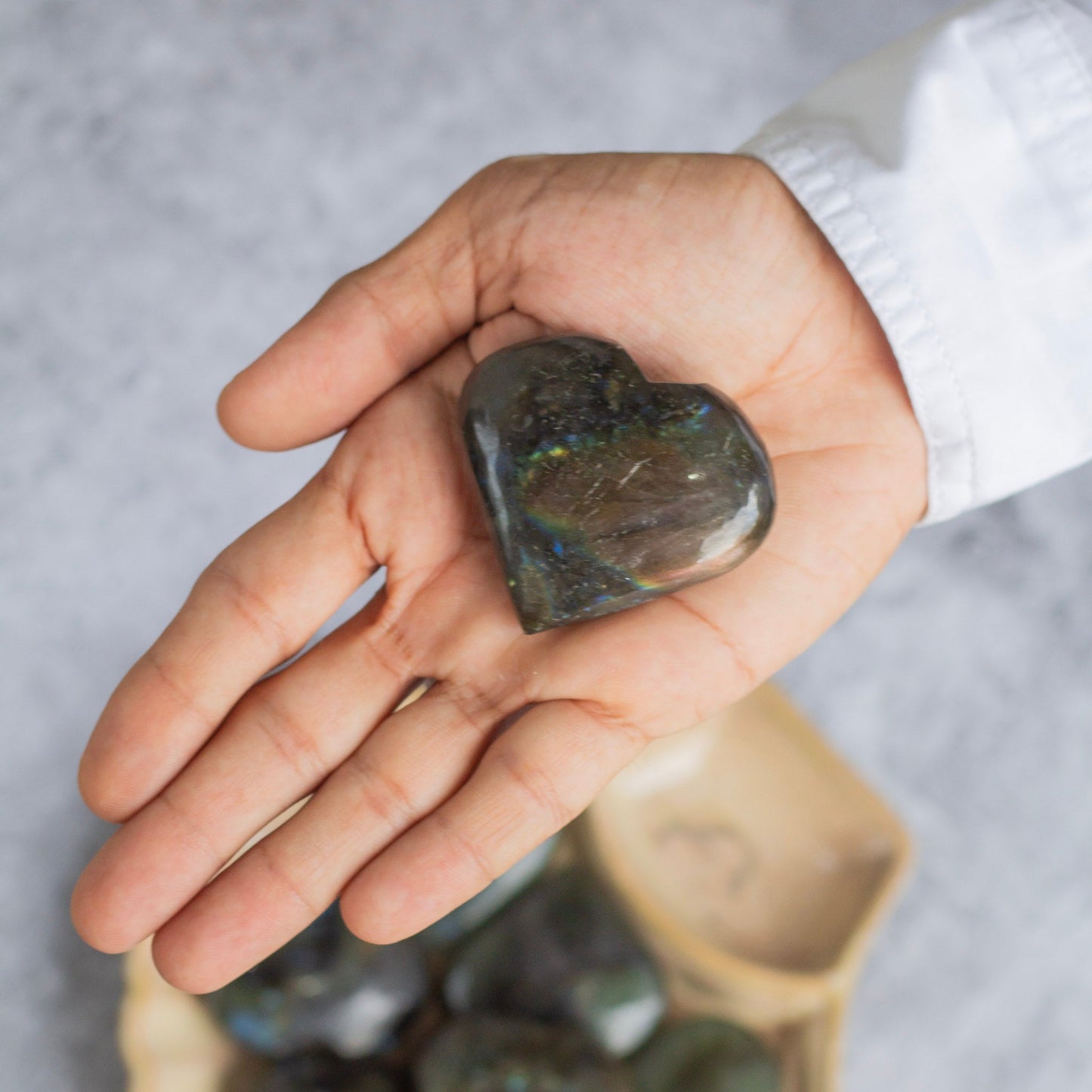 Labradorite Puffy Hearts Crystal & Stones