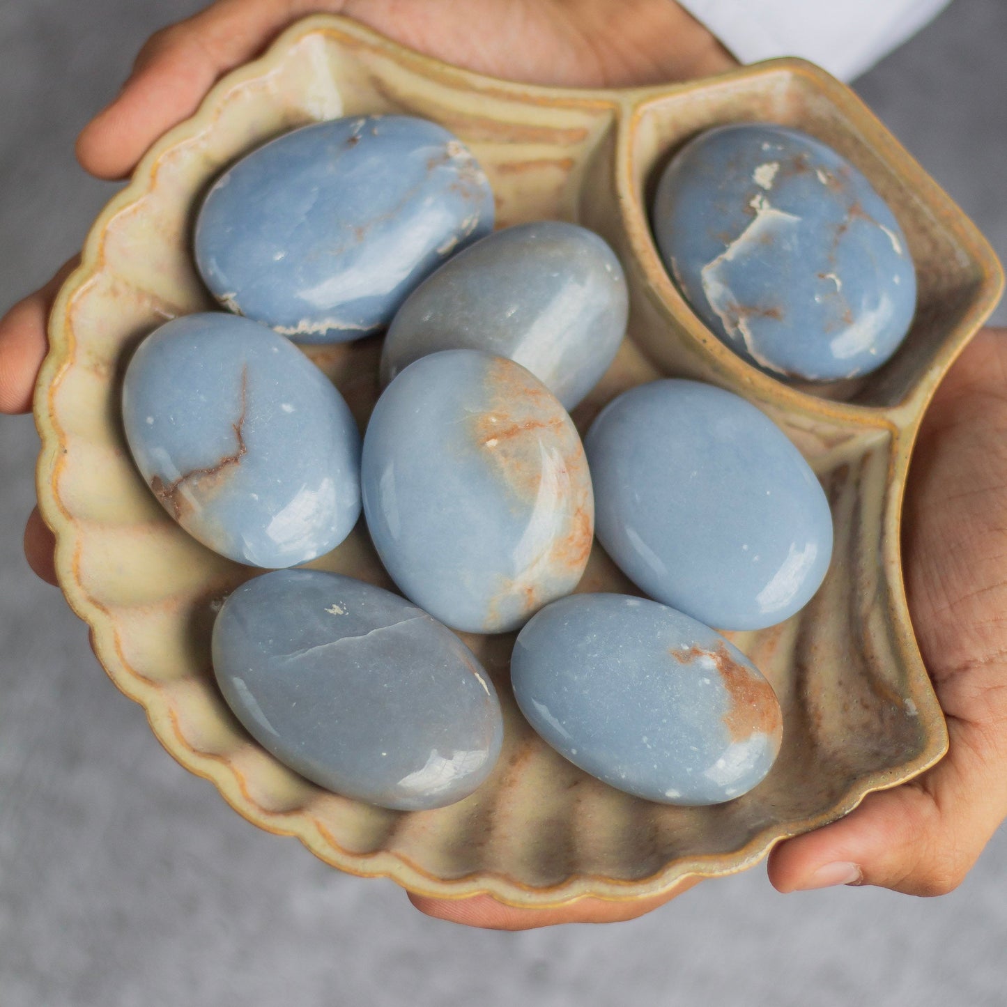 Angelite Palmstone - Stone To Connect With Spirit Guides Crystal