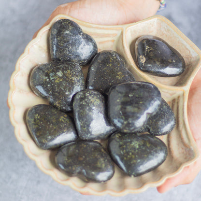 Nuummite Heart Carving | Calm Mind & Promotes Focus Crystal Stones