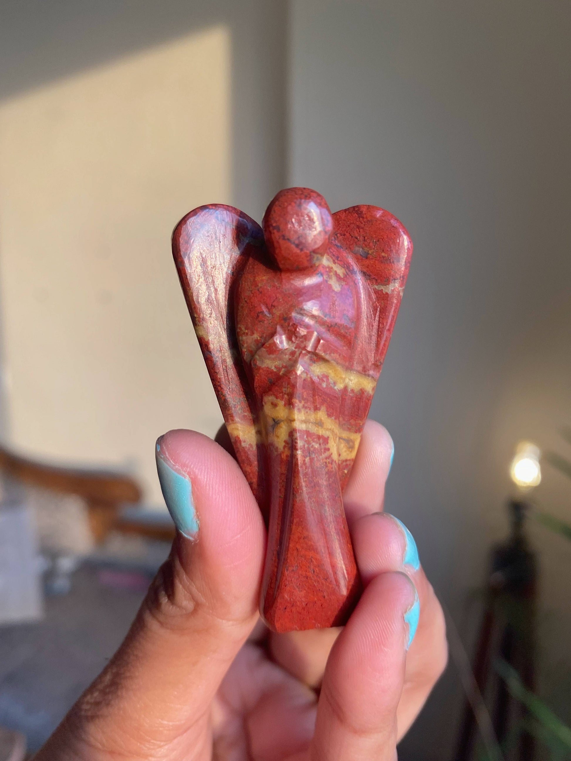 Red Jasper Angel Carving Crystals & Stones