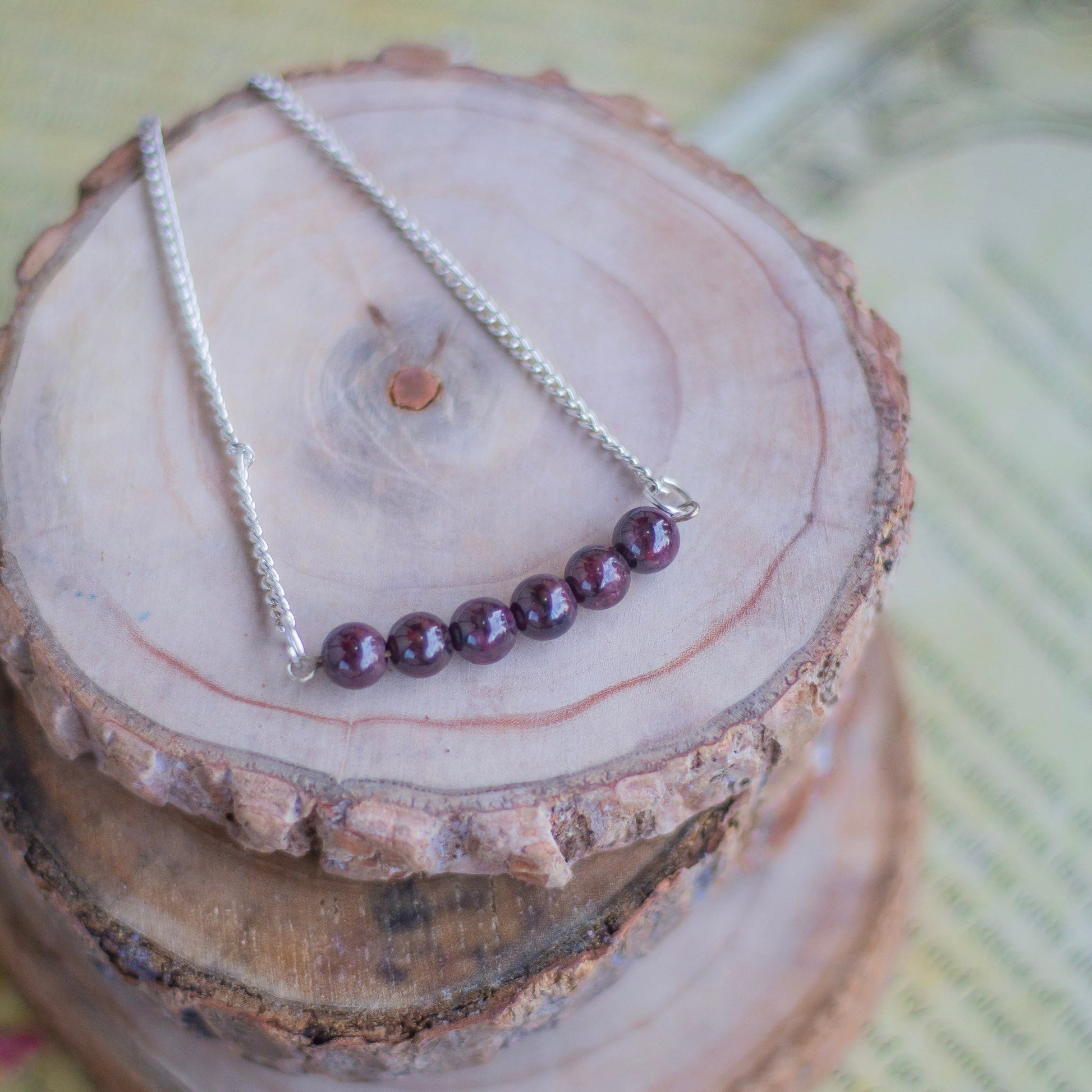 Garnet Bead Necklace | Root Chakra Inspire Love & Strengthen Survival Instincts Crystal Stones