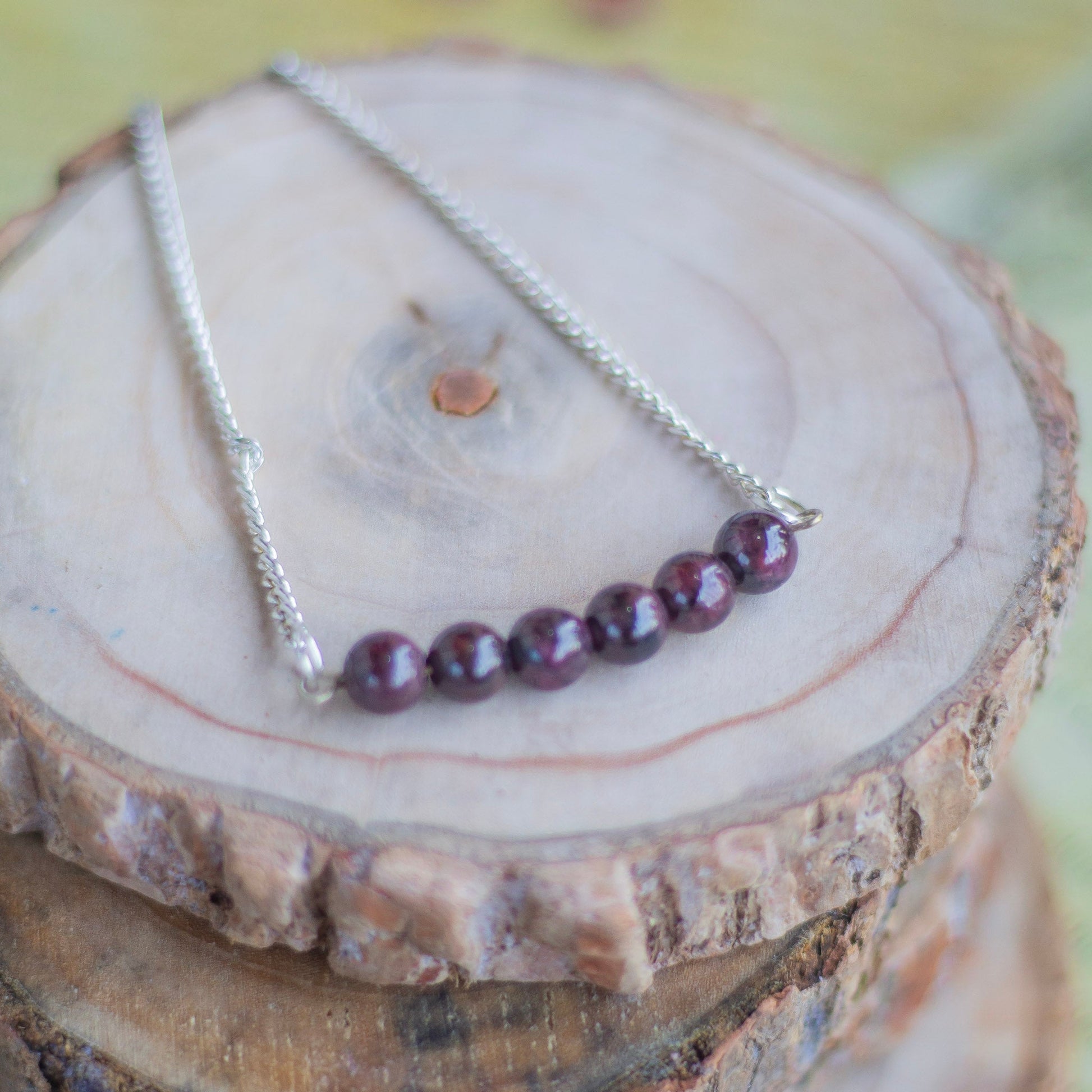Garnet Bead Necklace | Root Chakra Inspire Love & Strengthen Survival Instincts Crystal Stones