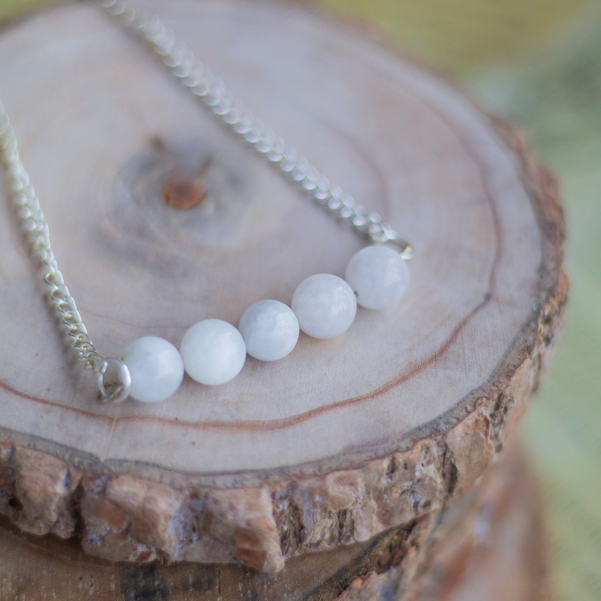 Rainbow Moonstone Bead Necklace | Cultivates Compassion & Empathy Crystal Stones