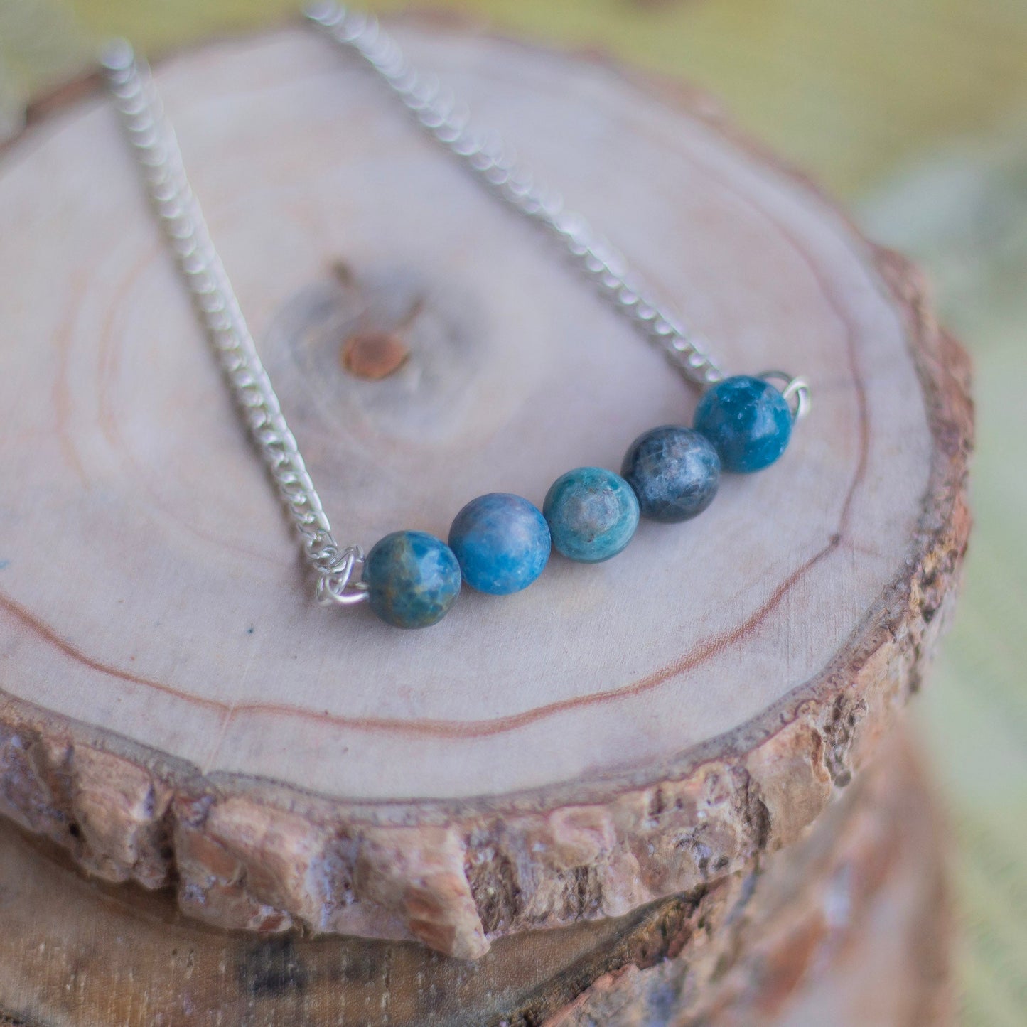 Blue Apatite Bead Necklace Crystal & Stones