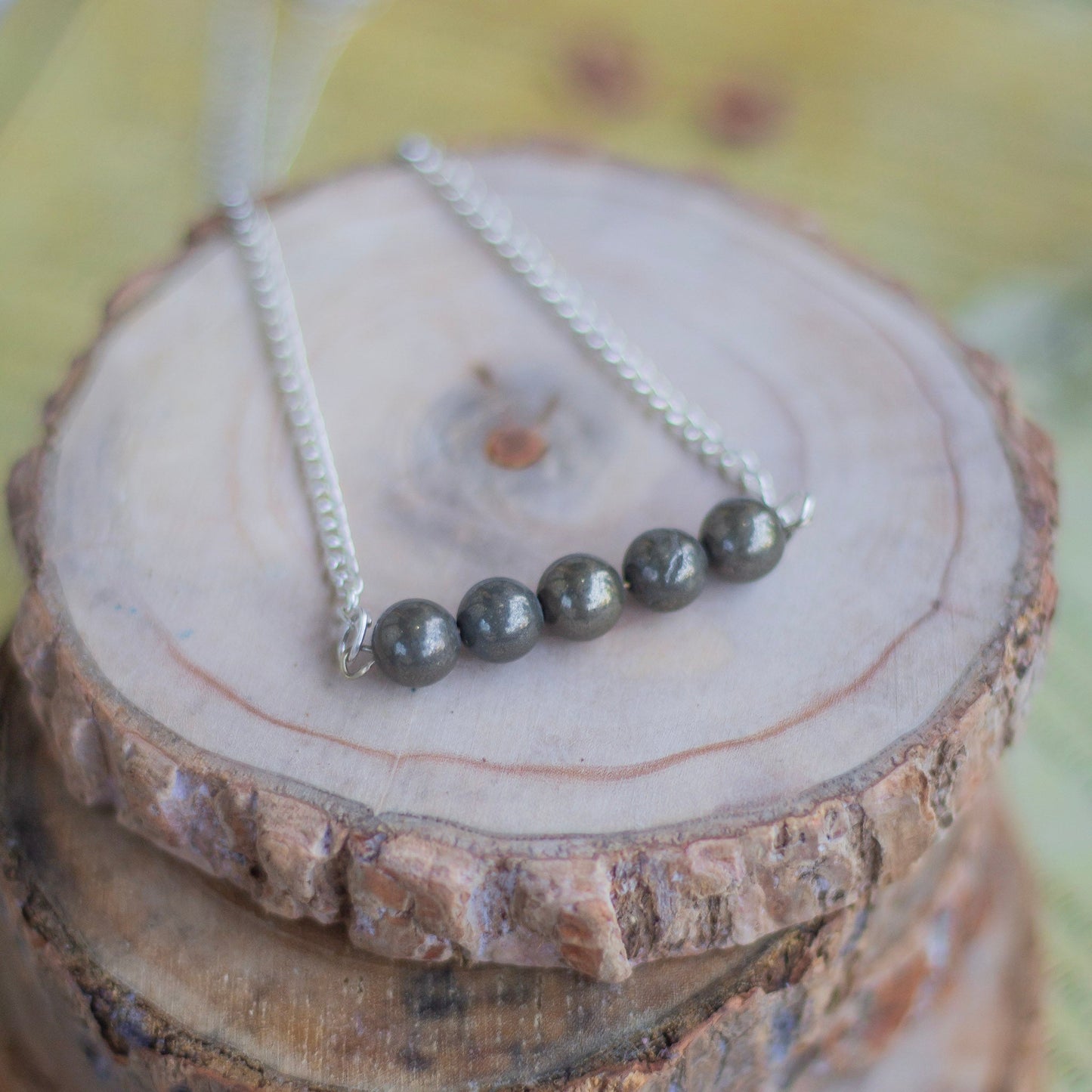 Pyrite Bead Necklace Crystal & Stones