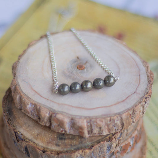 Pyrite Bead Necklace Crystal & Stones