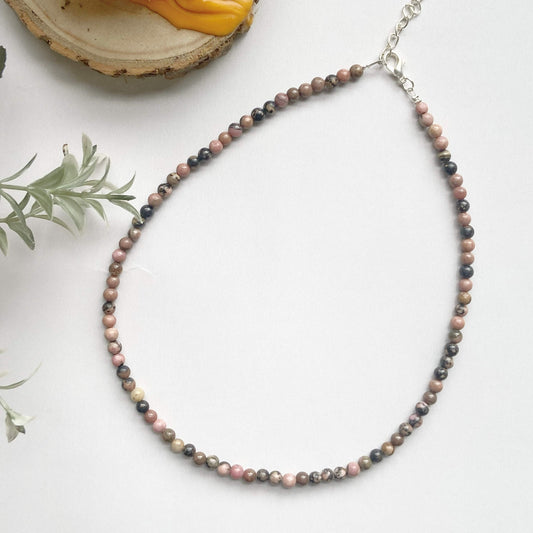 Rhodonite Mini Beads Necklace Crystal Jewellery