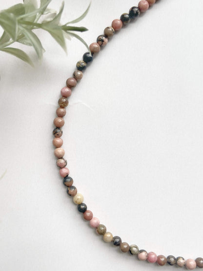 Rhodonite Mini Beads Necklace Crystal Jewellery