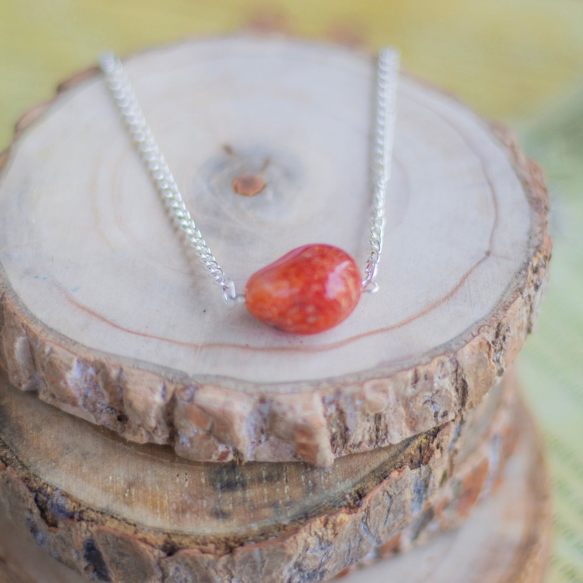 Orange Carnelian Tumble Necklace Crystal & Stones