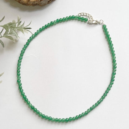 Green Jade Mini Beads Necklace Crystal & Stones