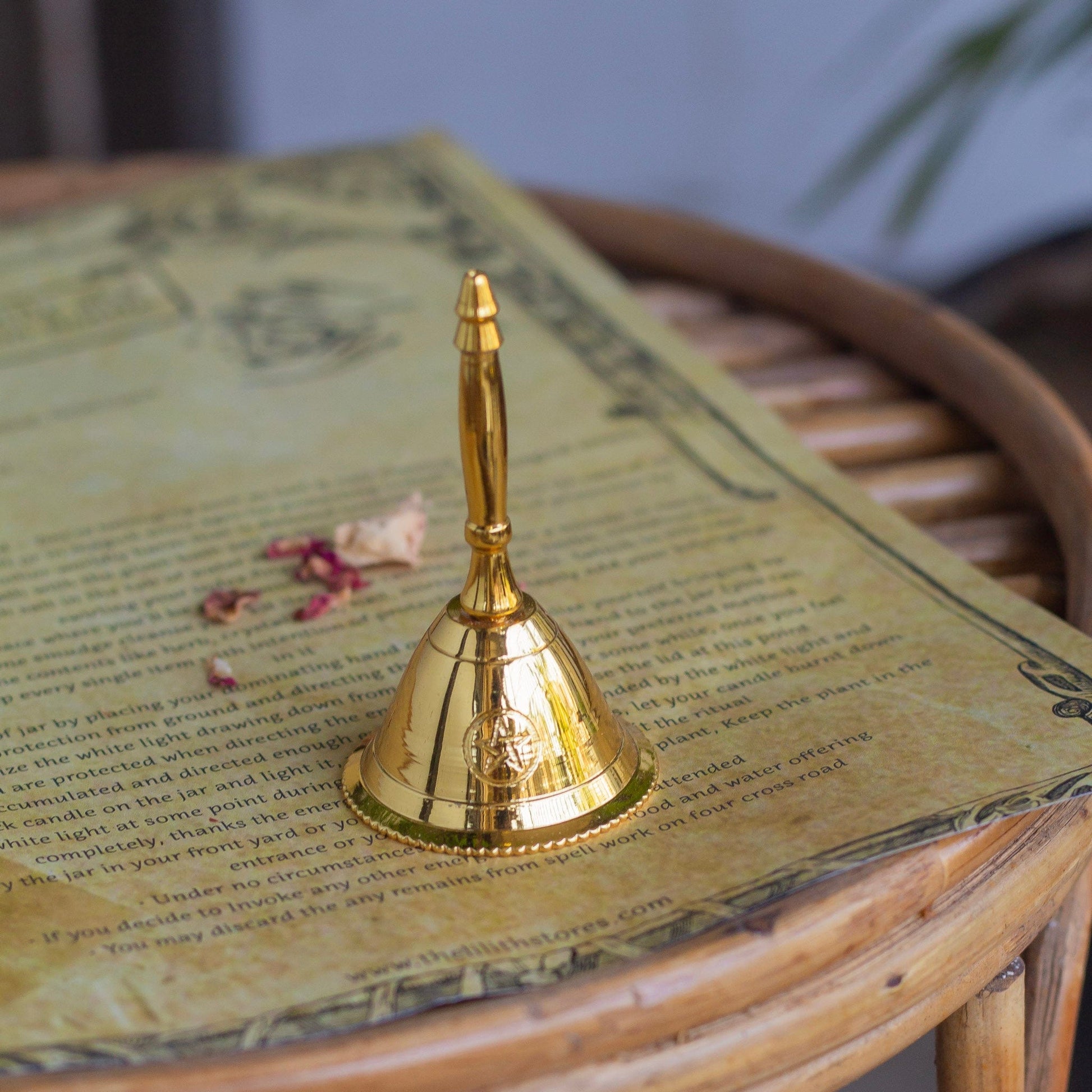 Pentacle Gold Plated Brass Mini Bell Altarware | Altar