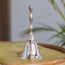 Load image into Gallery viewer, Pentacle engraved Silver finish Brass Bell