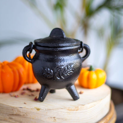 Leaf Carved Mini Cauldron With Lid Altarware | Altar