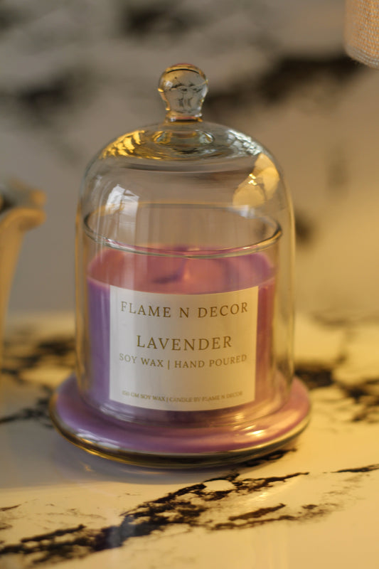 Bell Jar Soy Wax Candle with Glass Dome | Lavender