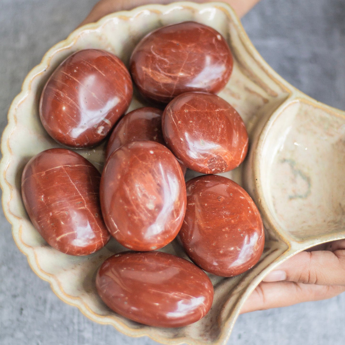 Red Jasper Palm Stone | Healing & Grounding Crystal Stones