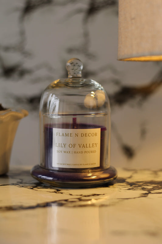 Bell Jar with Glass Dome | Lily of Valley Soy Candle