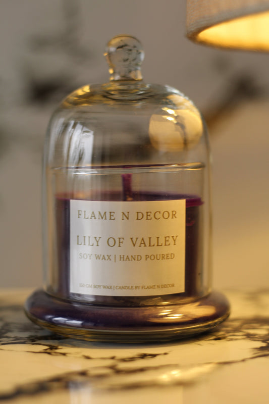 Bell Jar with Glass Dome | Lily of Valley Soy Candle