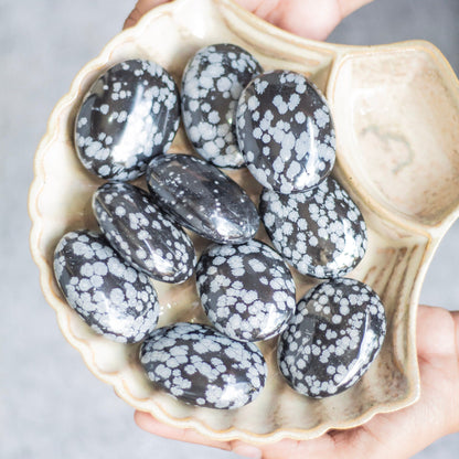 Snowflake Obsidian Palm Stone | Protection & Grounding Crystal Stones