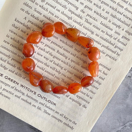 Orange Carnelian Tumble Bracelet Crystal & Stones