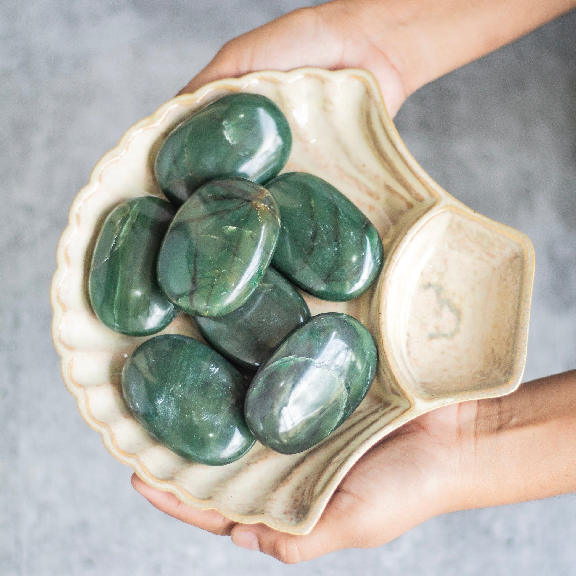 Green Jade Palm Stone | Luck & Prosperity Crystal Stones