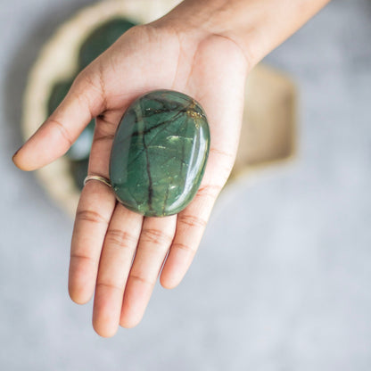 Green Jade Palm Stone | Luck & Prosperity Crystal Stones