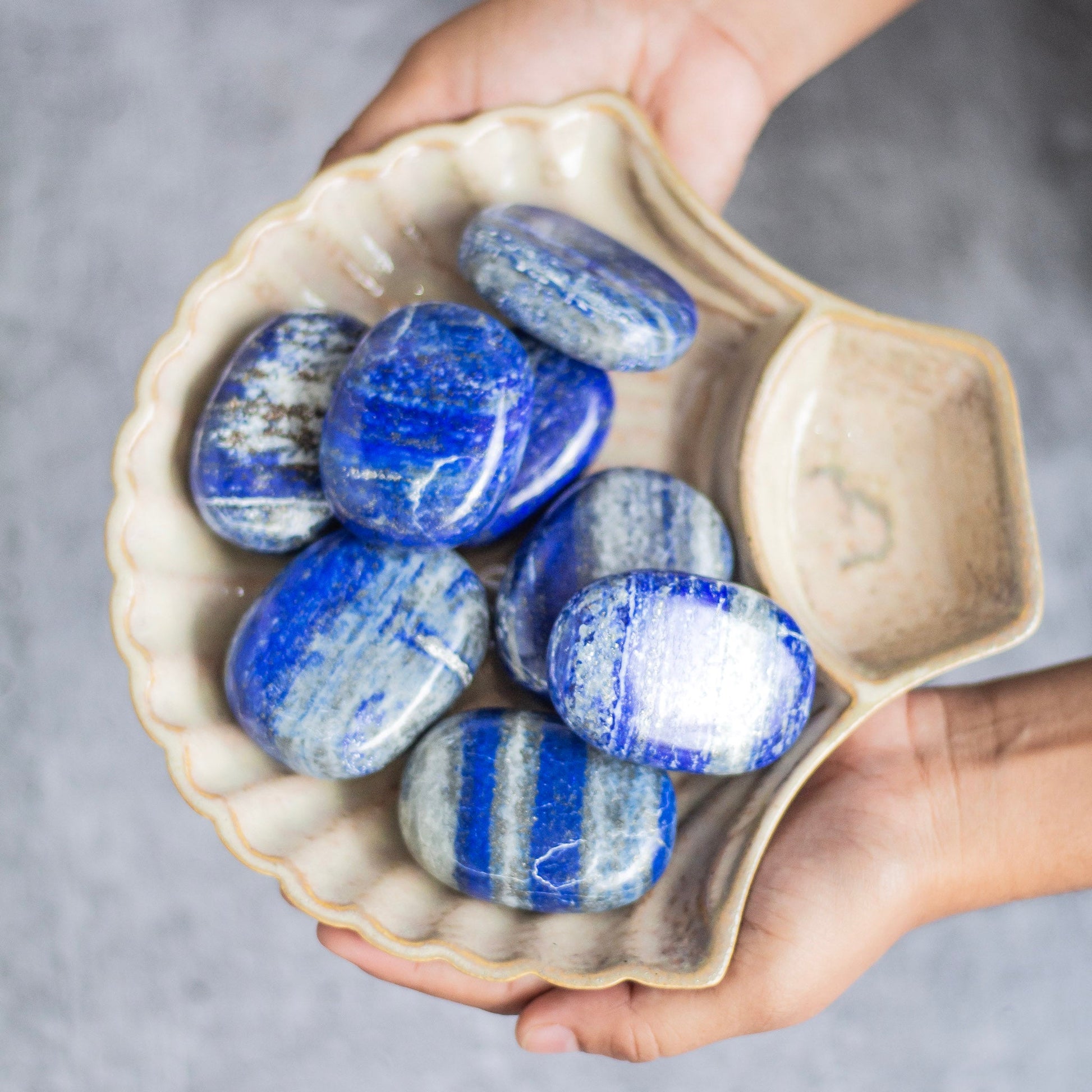 Lapis Lazuli Palm Stone | Expression & Communication Throat Chakra Crystal Stones