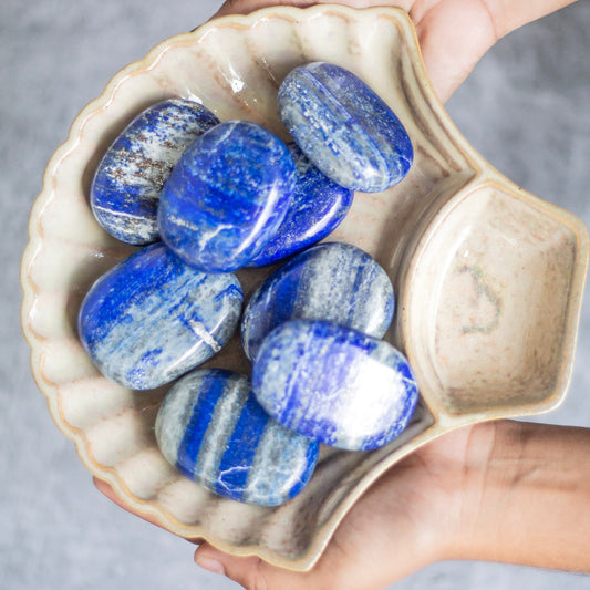 Lapis Lazuli Palm Stone | Expression & Communication Throat Chakra Crystal Stones