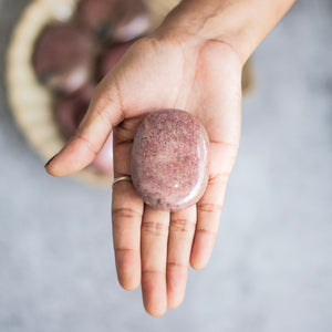 Rhodonite Palm Stone | Attracts love in general & promotes inner peace