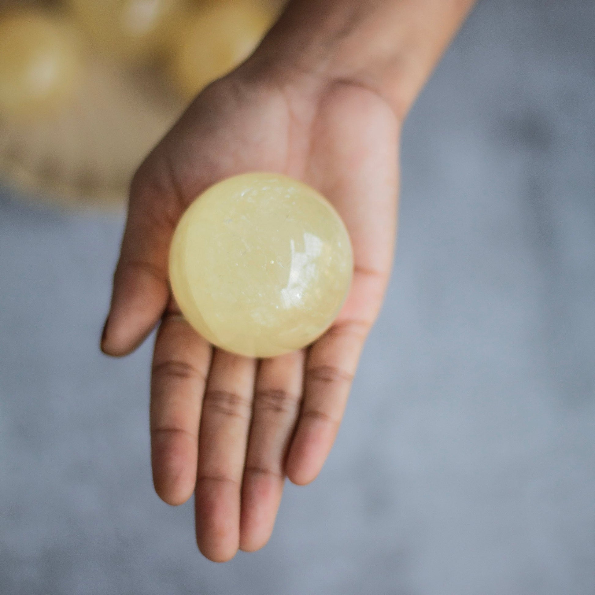 Yellow Calcite Sphere | Helps Connect With Spirit Guides Crystal & Stones