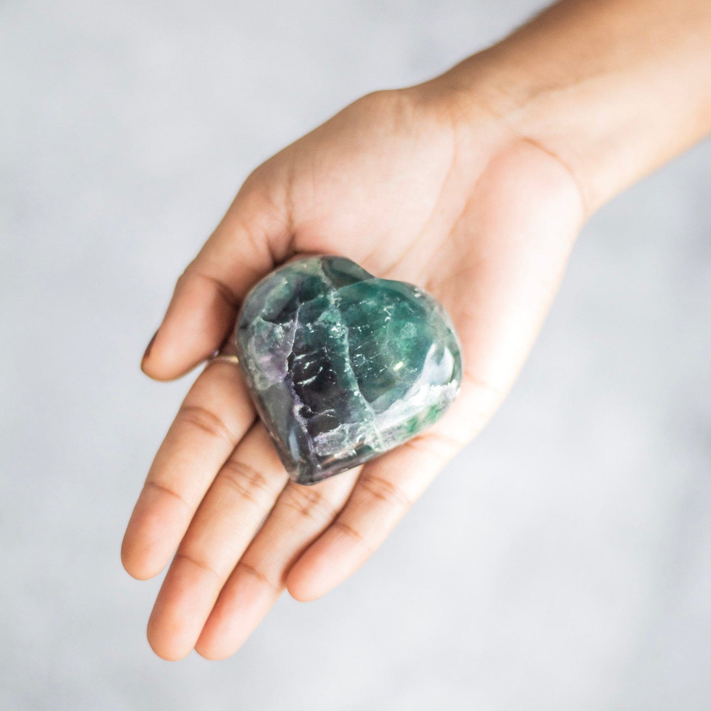 Fluorite Heart ( More Greenish Than Purple ) Crystal & Stones