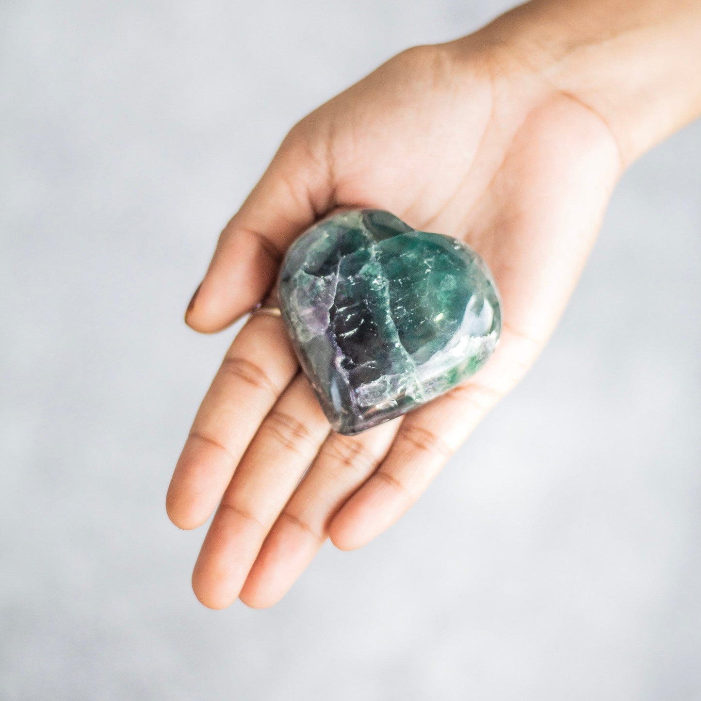 Fluorite Heart ( More Greenish Than Purple ) Crystal & Stones