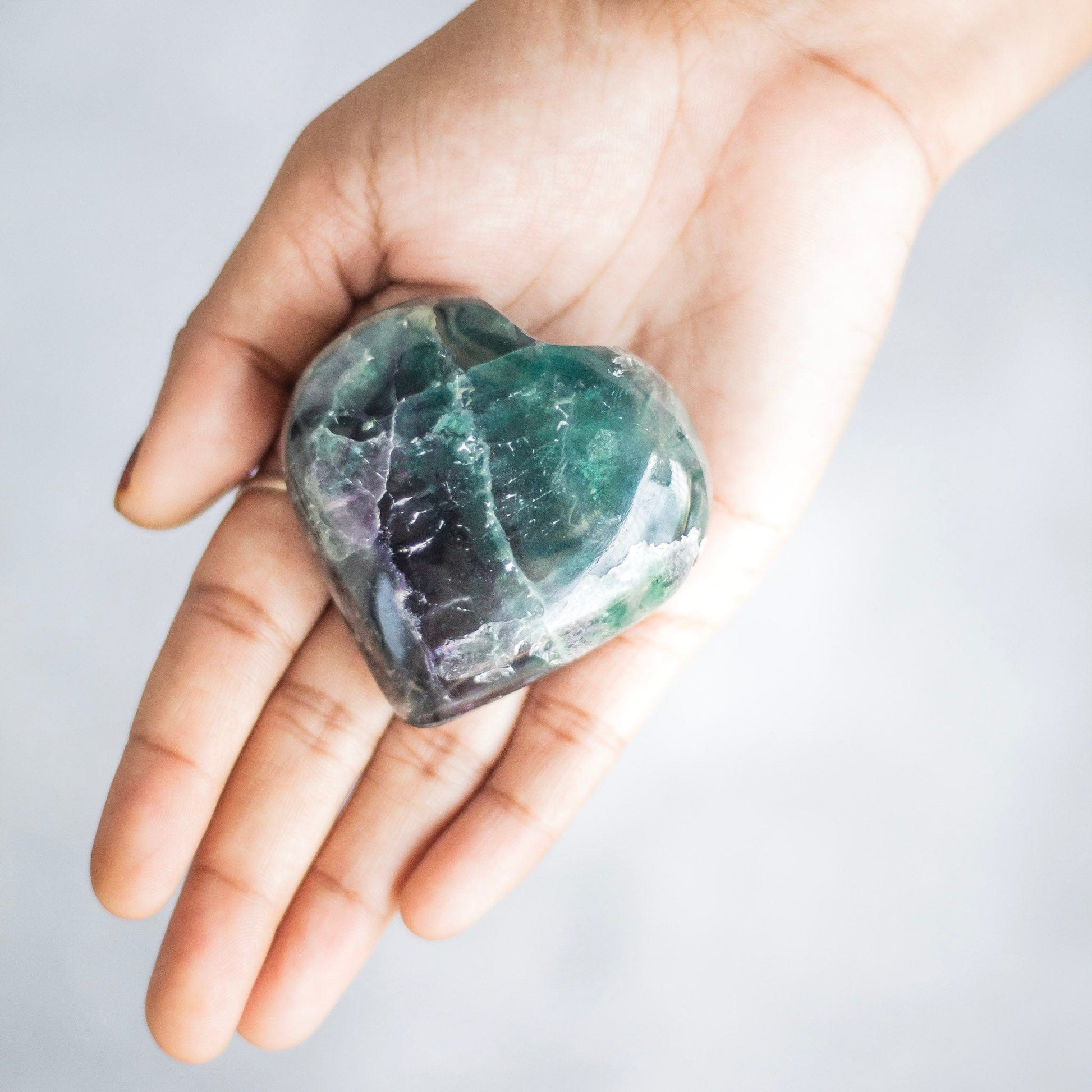 Fluorite Heart ( More Greenish Than Purple ) Crystal & Stones