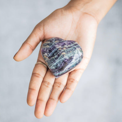 Fluorite Heart (More Purple Less Green ) Crystal & Stones