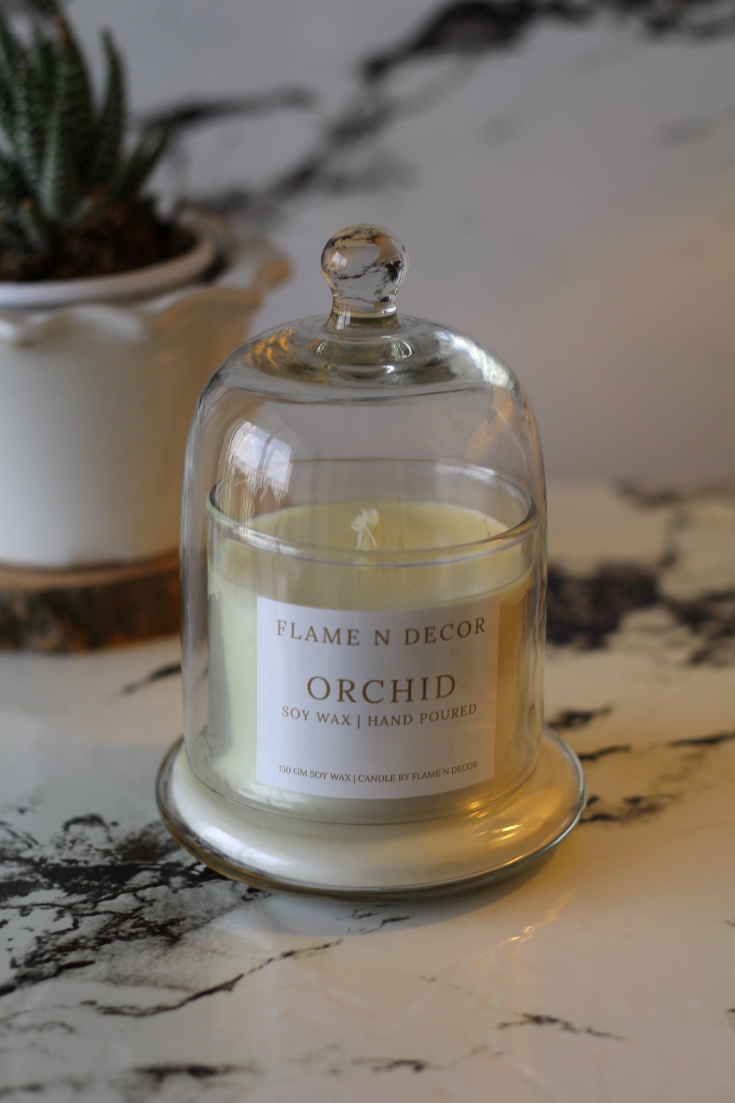 Bell Jar Candle with Glass Dome | Orchid