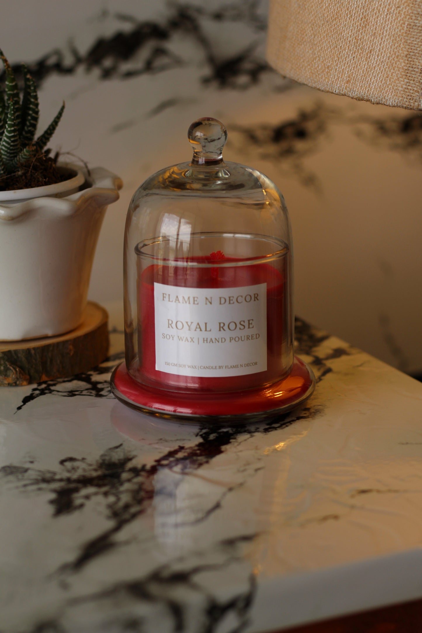 Bell Jar Candle with Glass Dome | Royal Rose