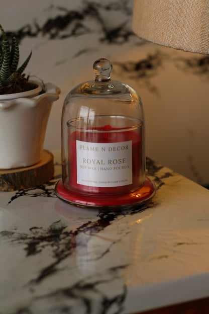 Bell Jar Candle with Glass Dome | Royal Rose