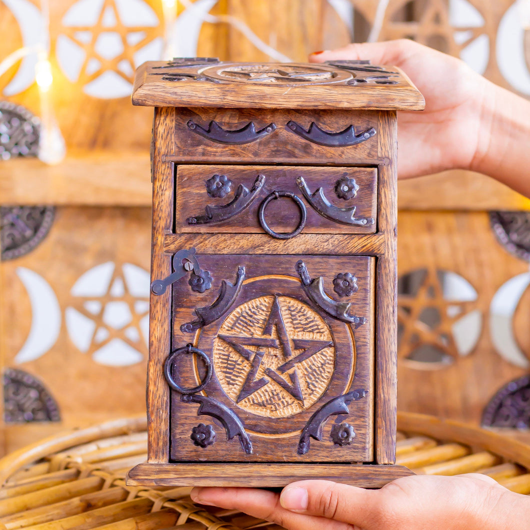 Hand Crafted Pentacle Herb Chest | Altar Box | Herb Chest | Wiccan Herb Chest