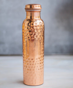 Pentacle carved with hammered design Copper Bottle