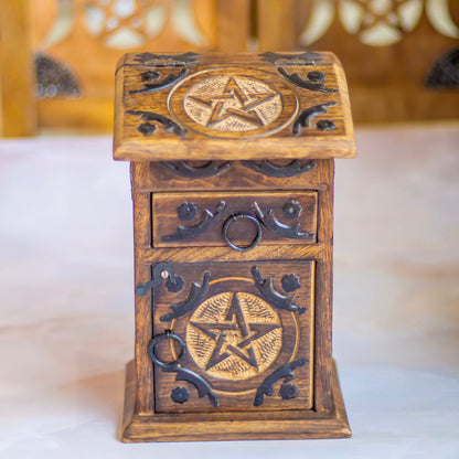 Hand Crafted Pentacle Herb Chest | Altar Box Wiccan Altarware