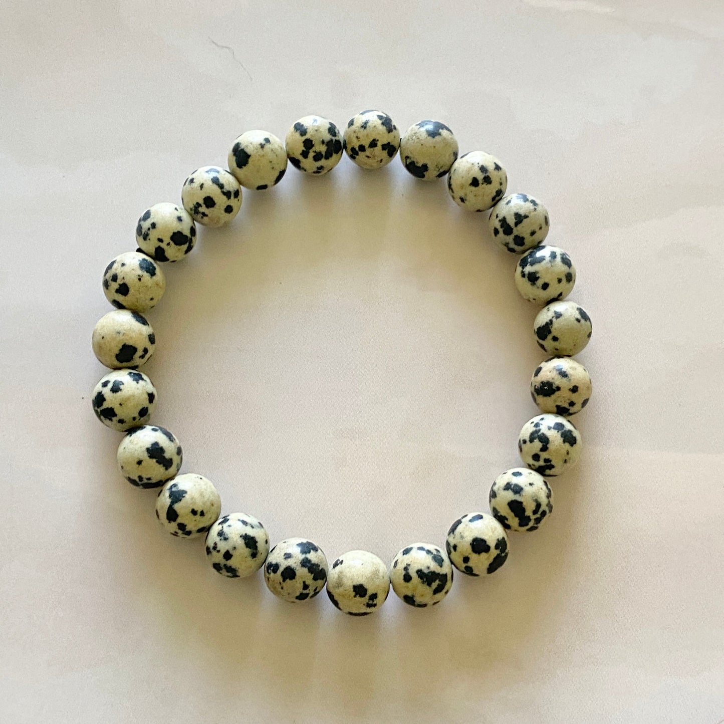 Dalmatian Jasper Bead Bracelet | Promotes Joy & Release Negativit Crystal Stones