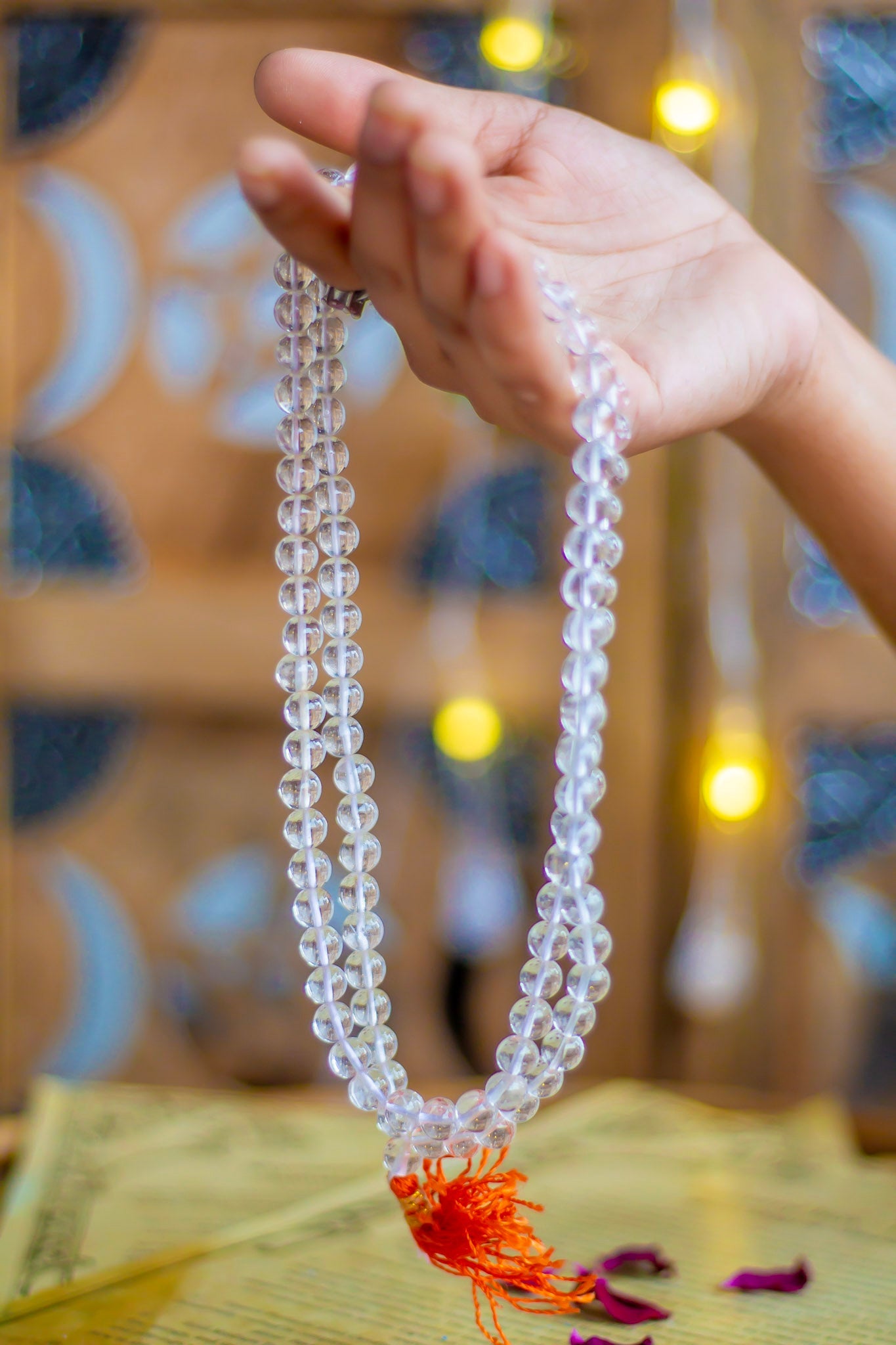 Clear Quartz Jaap Mala | 8Mm Beads Crystal & Stones