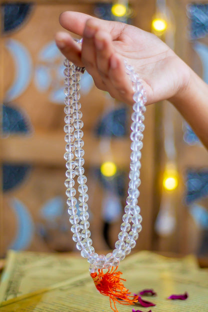 Clear Quartz Jaap Mala | 8Mm Beads Crystal & Stones