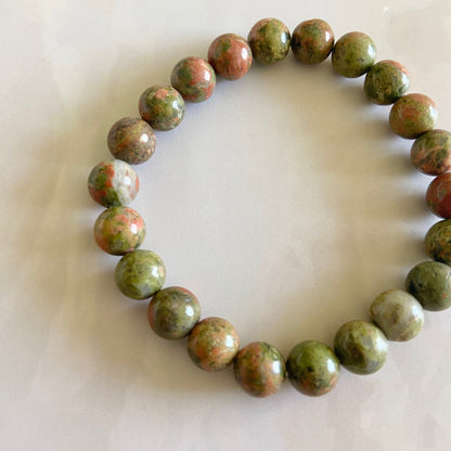 Unakite Bead Bracelet - 8Mm | Stone For Activating Third Eye Chakra Crystal & Stones