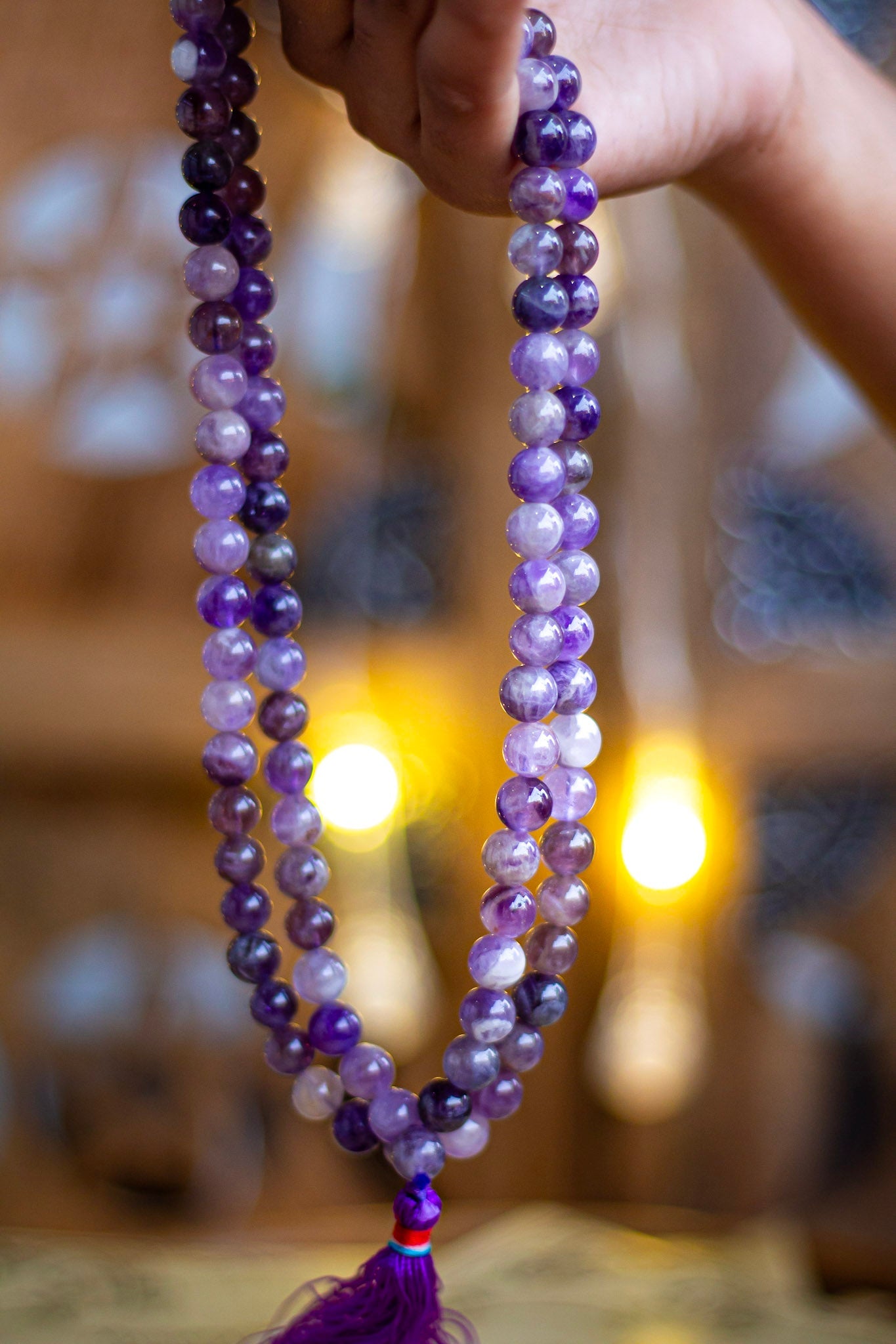 Amethyst Jaap Mala | 8Mm Beads Crystal & Stones