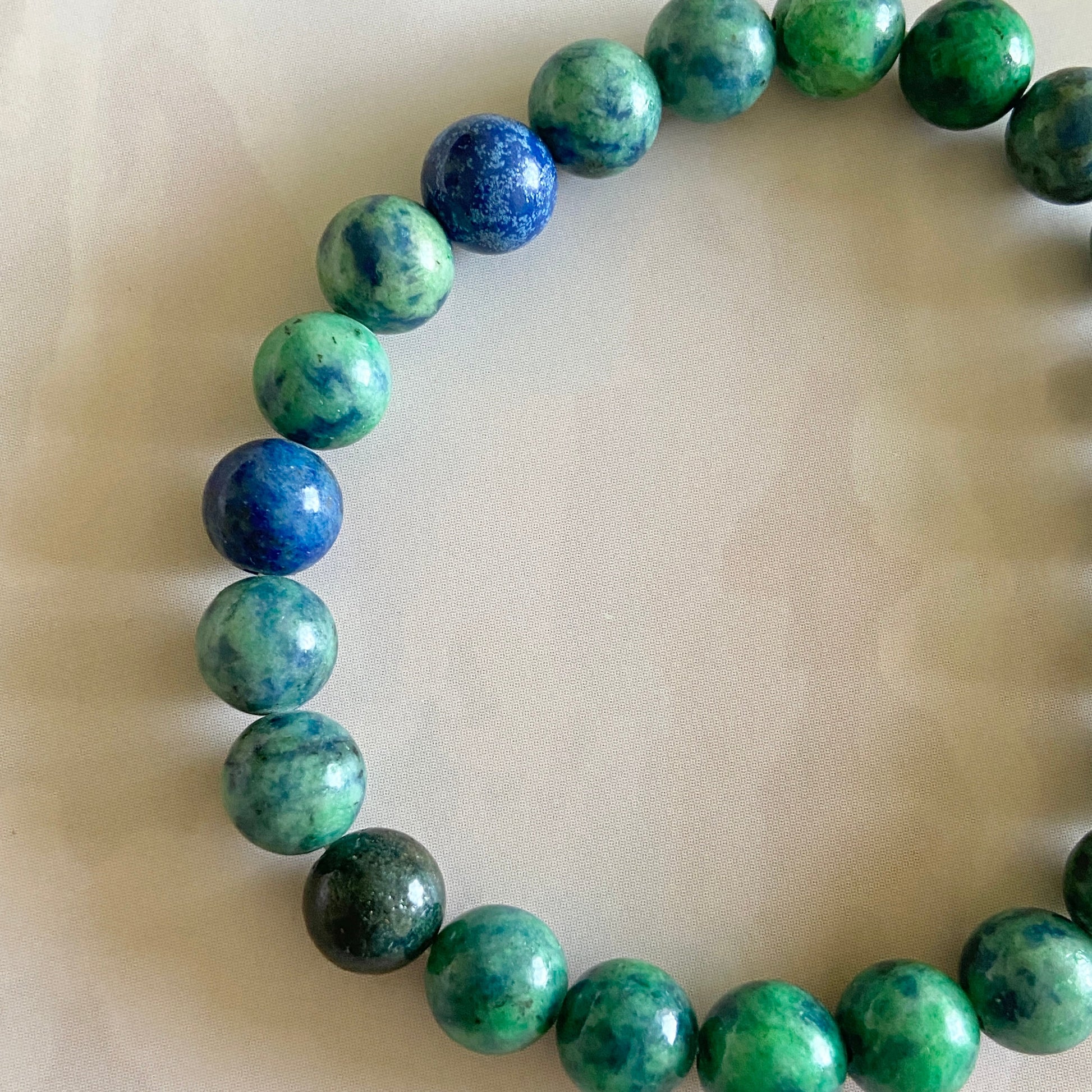Azurite-Malachite Bead Bracelet | Intuition Creativity Dissolve Anxiety Crystal & Stones