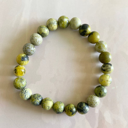 Serpentine Bead Bracelet | Wisdom Past Life Memories Intuition Crystal & Stones