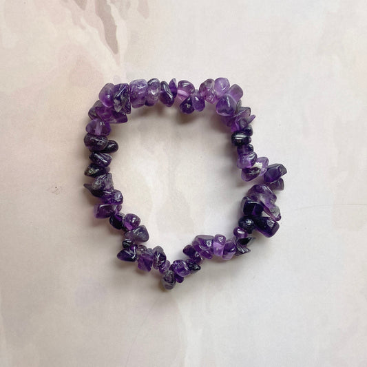Amethyst Chips Bracelet | Helps With Insomnia Crystal & Stones