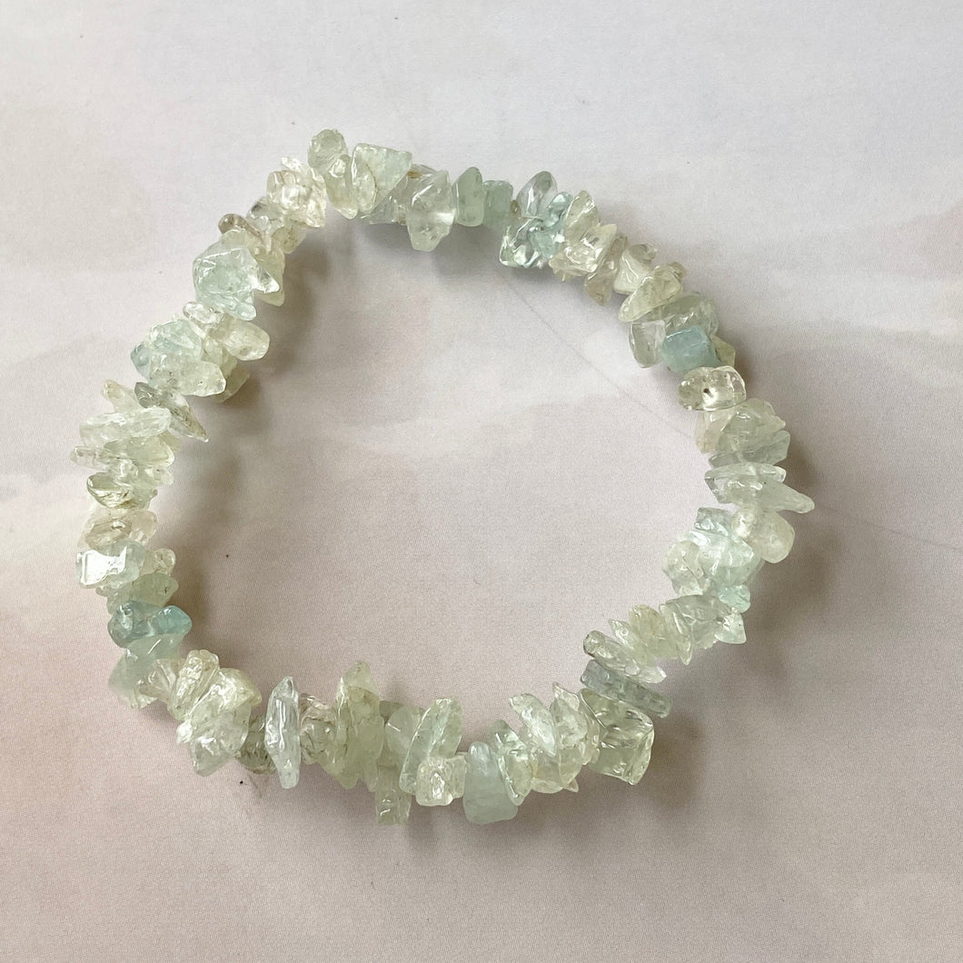 Aquamarine Chips Bracelet | Throat Chakra , Helps overcoming fear of Public Speaking
