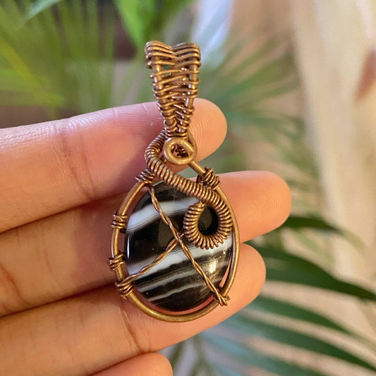 Sulemani Copper Wire wrapped Pendant | Stone of Spirituality & Protection